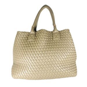 Anthropologie Style Beige Woven Faux Leather Large Shoulder Tote Bag